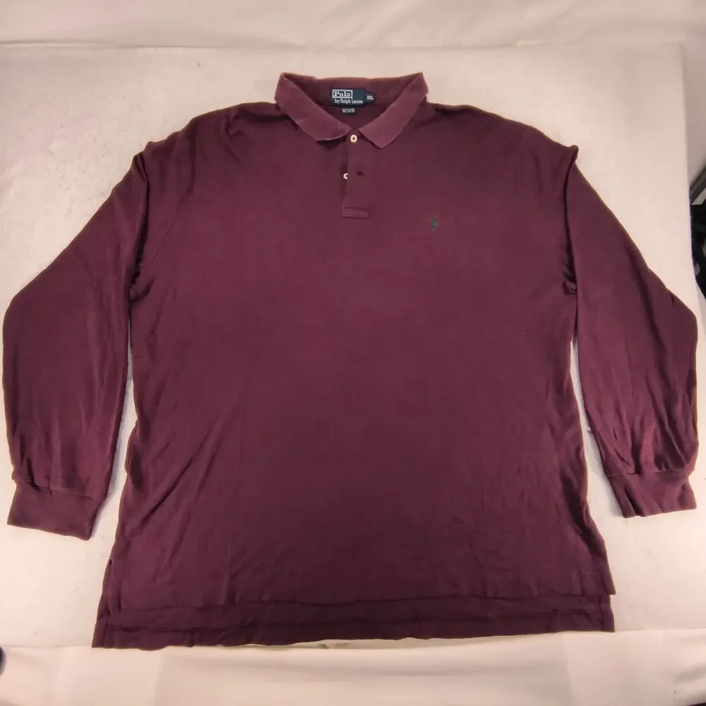 Polo by Ralph Lauren Collared Long Sleeve Polo Shirt Mens Size 2XL Maroon